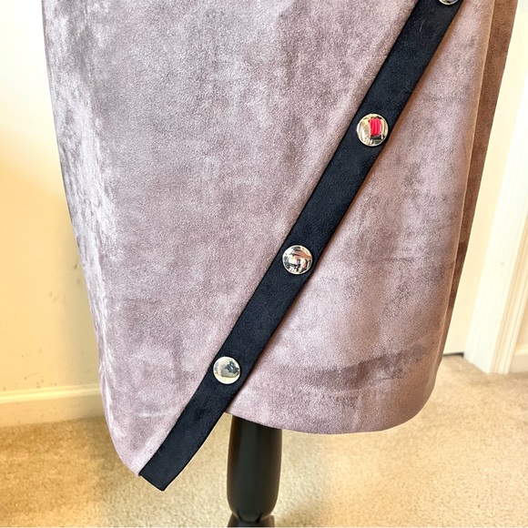 TOMMY HILFIGER Faux Suede Microfiber Sleeveless Asymmetrical Sheath Dress—SZ. 12 - Picture 3 of 11